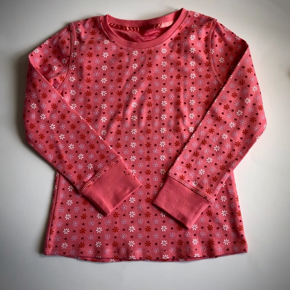 Kids 6Y Pink Flower + Heart Print Shirt Not Used